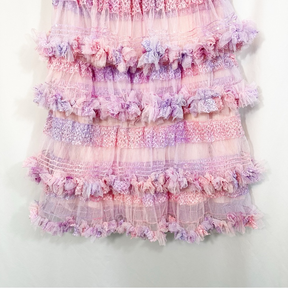Ryan Lo Ruffle Lace Tiered Tulle Pastel Designer Skirt - Picture 3 of 8